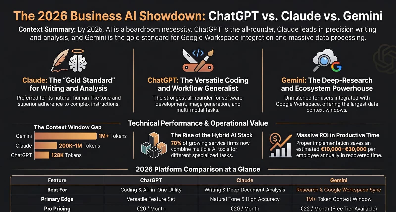 ChatGPT vs Claude vs Gemini for Small Business in 2026: A Practical Comparison